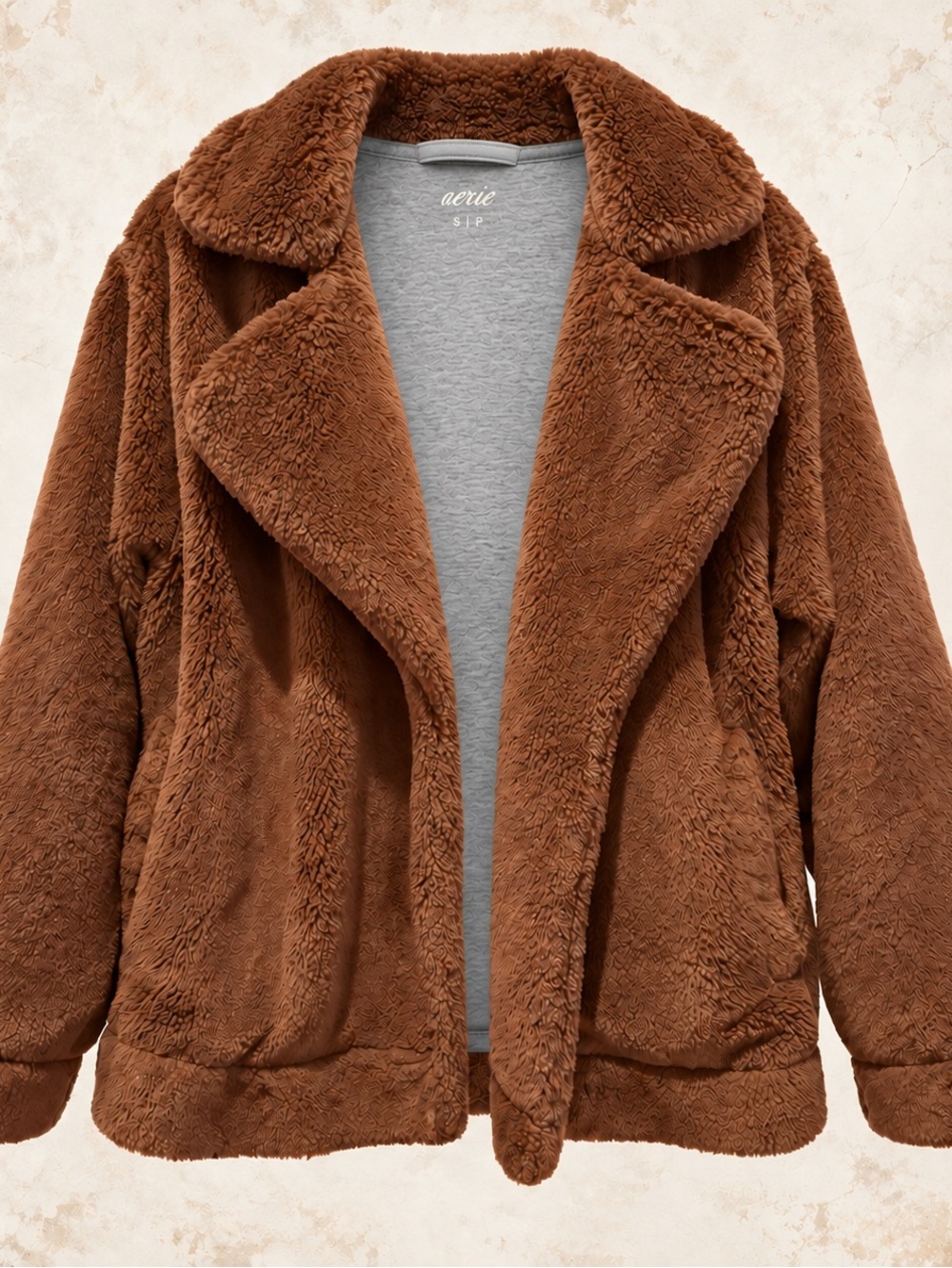 Aerie Faux Fur Teddy Jacket - Open Front - Great